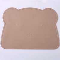 Tapis de table en silicone en forme d'ours pour bébé, imperméable, résistant à l'huile, isolant thermique, design de dessin animé pour enfants, tapis d'école primaire