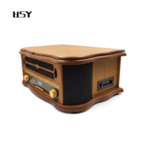 Tout-en-Un De Style Rétro en Gros 3 Vitesses En Bois USB/CD/Cassette Platine Tourne-Disque