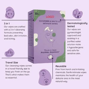 <span class=keywords><strong>Lingettes</strong></span> féminines 100% biodégradables en <span class=keywords><strong>bambou</strong></span> équilibré PH pour les soins intimes - Product Image 2