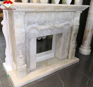 Caminetto Moderno di Design Decorativo Autoportante in Marmo Bianco Onice con Riscaldamento per Soggiorno Interno - Product Image 6