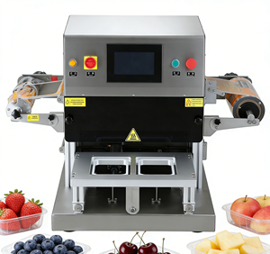 Machine de scellage automatique MAP commerciale pour remplissage de produits solides, machine à emballer les bols et plats préformés pour plats à emporter frais - Product Image 1