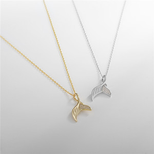Collier pendentif queue de poisson en argent sterling S925, zircon et or 14 carats, version cuivre personnalisable, un cadeau pour les anniversaires des femmes - Product Image 6