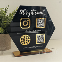 Panneau de Table avec Logo miroir en acrylique, panneau d'affaires de médias sociaux, Laser, mignon, Code Qr, Plaque de support