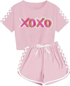 Wholesale Customization short t-shirt and shorts girls clothing sets cute 2 pcs girl clothing set