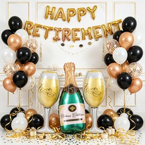 Kit de ballons en lettres « Joyeux <span class=keywords><strong>retraite</strong></span> », ensemble de ballons en aluminium pour bouteille de vin et verre à vin pour décorations de fête de <span class=keywords><strong>retraite</strong></span> - Product Image 5