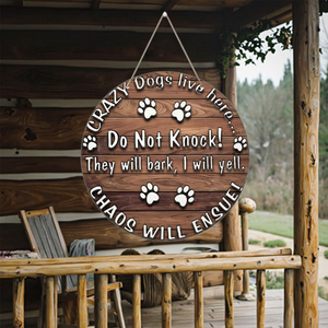 Tableau <span class=keywords><strong>d</strong></span>'affichage <span class=keywords><strong>en</strong></span> bois créatif Numéro de maison unique pour <span class=keywords><strong>la</strong></span> <span class=keywords><strong>d</strong></span>écoration de <span class=keywords><strong>la</strong></span> maison Chien fou vivant <span class=keywords><strong>ici</strong></span> Tenture murale Fête des pères Noël - Product Image 5