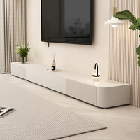 Mueble de TV Estilo Francés, Moderno y Sencillo, para una Sala de Estar Contemporánea y Lujosa Mueble para TV de Madera Maciza en Color Blanco