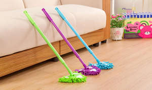 Mini limpiador de trapeador Triangular Lazy Mop Limpieza de suelo Fregona plana con mango mágico extensible Limpieza de interiores Escoba plana - Product Image 3