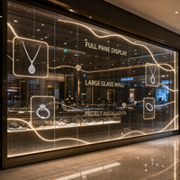 Écran LED transparent grand format pour vitrine de bijouterie, affichage sur mur de verre