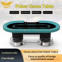 Table de poker Texas Hold'em professionnelle pour club de jeux, design à pieds cylindriques, plateau composite haute densité, pour salle de jeux