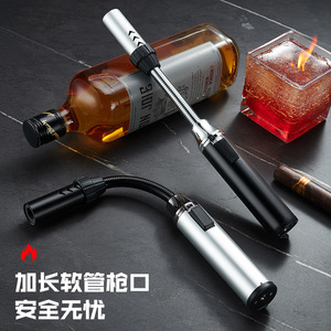 Flexible Metal <b>Gas</b> Lighter Black And Silver Windproof Portable Outdoor <b>Camping</b> BBQ Igniter Direct Fire Torch - Product Image 3