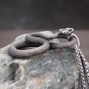 Yunnique-collar con colgante de serpiente para hombre, de acero inoxidable, diseño de cobra, joyería de moda Retro para uso diario - Product Image 4
