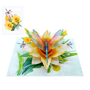 3D Pop-Up Customized Eco-Friendly Recyclable Greeting Card Flower Dragonfly Design Paper Craft Art Gift for Birthday Promotional - Product Image 5
