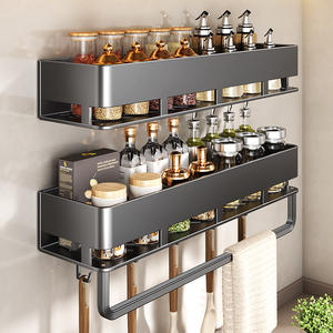 Estante de Almacenamiento de Cocina Rectangular Gris Metálico, Montado en la Pared, Multiusos, Sin Necesidad de Perforación, Directo de Fábrica - Product Image 2