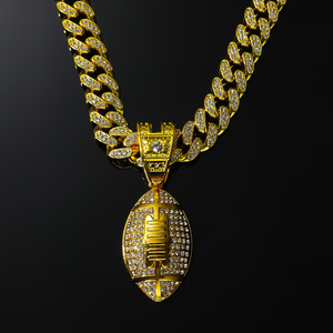 Hot Selling New Hiphop Gold <b>Silver</b> Plated Alloy Rugby Pendant <b>Necklaces</b> Personalized <b>Mens</b> <b>Necklace</b> Fashion Jewelry Wholesale - Product Image 1
