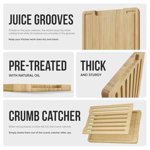 Planche à découper personnalisée en bois bambou <span class=keywords><strong>pain</strong></span> avec ramasse-miettes intégré - Product Image 5