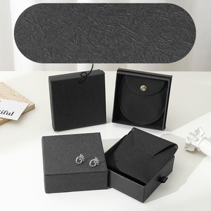 Kotak kemasan hitam kualitas terbaik untuk anting gelang kalung cincin Kraft kertas perhiasan kotak kemasan hadiah dengan tas - Product Image 4