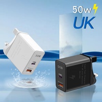 Adaptateur de chargeur portable super rapide 50W PD QC5.0 Chargeur de téléphone USB C Type-C avec prise EU UK US Caméra intelligente 5A