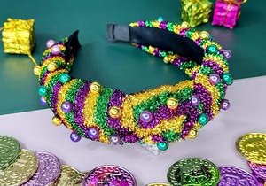 Serre-tête de Noël rayé coloré d'hiver incrusté de perles, accessoires capillaires de fête magnifiques et originaux - Product Image 2