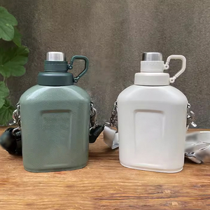 Modern <strong>Retro</strong> American Style 1-Liter Stainless Steel Sports <strong>Kettle</strong> with Glass Handle with Lid BPA Free Green Shoulder Strap - Product Image 1