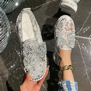 Waterdrop <b>pointed</b> <b>toe</b> loafers for women, net surface, breathable, casual single shoes, one-piece slip-on ladies' sandals - Product Image 3