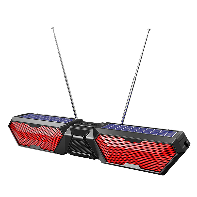Altavoz de tira larga con doble panel solar Dv-880 - Rojo