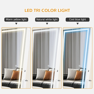 Miroir complet autoportant 360 miroir de rangement rotatif en bois avec boîte à bijoux - Product Image 4