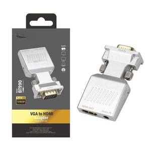 Adaptateur - convertisseur vidéo VGA vers HDMI avec audio, prend en charge la résolution 1080p, comprend un jack 3,5 mm, finition argent. - Product Image 1