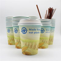 Gobelets en papier biodégradables jetables de haute qualité avec couvercles Logo personnalisé Style à paroi unique pour crème glacée café thé utilisation par les compagnies aériennes