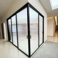 Porte coulissante d'angle en alliage d'aluminium de style français sur mesure pour villa, dressing, cadre étroit de luxe, double vitrage trempé