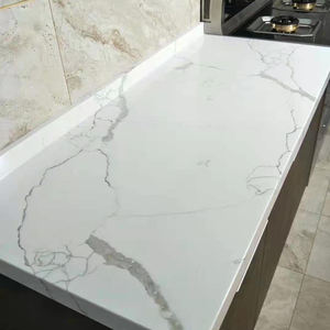 Évier de cuisine et comptoirs en quartz personnalisés OEM/ODM GOLDTOP STONE, design moderne en grandes dalles, bords arrondis, dessin CAO, modèle Laza 5042 - Product Image 2