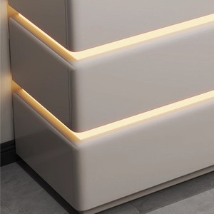 <span class=keywords><strong>Commode</strong></span> simple en <span class=keywords><strong>bois</strong></span> <span class=keywords><strong>massif</strong></span> à 6 tiroirs avec revêtement en cuir, éclairage LED, certification CE européenne, adaptée à une utilisation en <span class=keywords><strong>chambre</strong></span> à coucher - Product Image 3