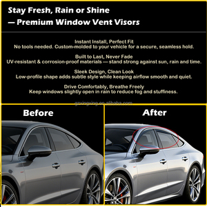 Deflettore Vento per Auto in PC Anti-ingiallimento Stampato a Iniezione per <span class=keywords><strong>Citroen</strong></span> <span class=keywords><strong>C3</strong></span> XR 2015 Senza Foratura Nero Fumé - Product Image 6