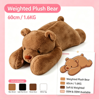 Ours en peluche lesté très rembourré avec coutures renforcées, coussin corporel moelleux pour apaiser l'anxiété, cadeau, décoration chambre et canapé