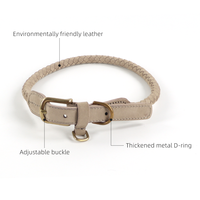 Collier réglable pour animaux de compagnie de luxe de qualité supérieure sangle de cou collier de chien en cuir de vache tressé véritable avec boucle en métal doré