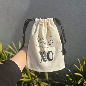 Manufacturer Reusable White Cotton Pouch Soft Clothes Dust Pouch Drawstring <b>Fabric</b> Custom Logo Cotton Screen Printing Craft <b>Bags</b> - Product Image 1