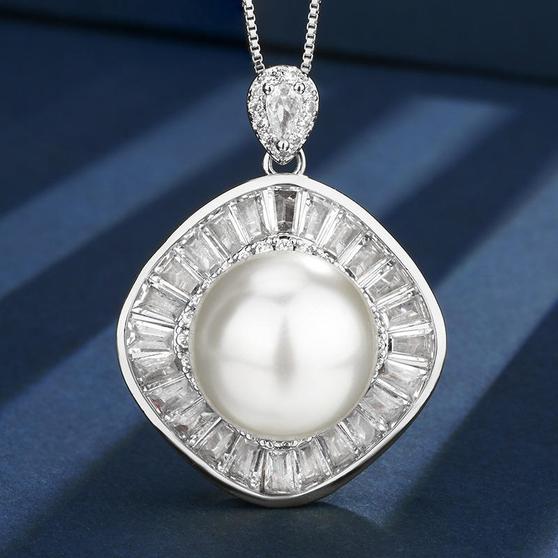 Platinum bead pendant with chain