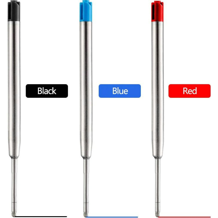 Extra 1.0mm Standard Metal Pen Refill PK Accessory Part Smooth Writing Quick Flow Medium Point Black Blue oil Ink Replace Refill