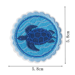 Patch en tissu brodé animaux marins, Badge brodé par ordinateur baleine bleue, Patch décoratif thermocollant tortue marine et escargot - Product Image 3
