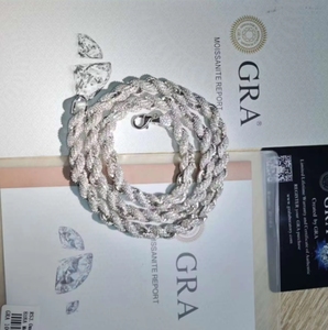 Dây chuyền bạc Hip Hop S925, vòng tay đá Moissanite màu D VVS, trang sức nam, dây chuyền kiểu Cuban Link, dây chuyền Tennis mạ đá lấp lánh - Product Image 2