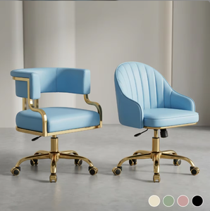 Modern Luxury Gold Base Manicure Chair Set Professional Nail Salon Pedicure Guest Seating and Technician <b>Stool</b> <b>with</b> <b>Wheels</b> - Product Image 2