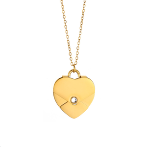 Collier à breloques tendance en acier inoxydable <span class=keywords><strong>de</strong></span> haute qualité, breloques cœur dorées DIY pour femmes - Product Image 1