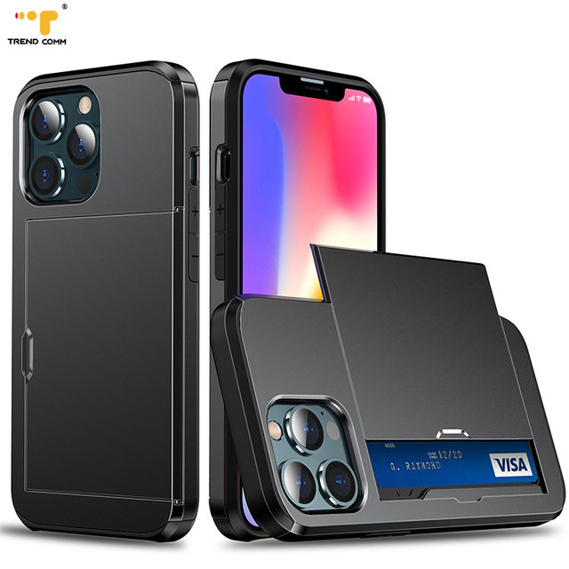 Mobile Phone Accessories Back Cover with Card Shockproof Armor Phone Case for Iphone 13