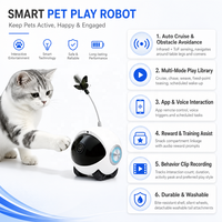 Jouet interactif intelligent pour animaux de compagnie, robot interactif pour animaux de compagnie, robot pour chat et chien avec fonction de croisière automatique, évitement des obstacles, contrôle par application