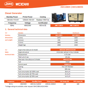 Generador Silencioso Insonorizado de 100 KW 110kw 125kva de Cummins, Trifásico, 400V 50Hz, para Oficina, Hotel, Restaurantes, Hospital, ISO CE WP6D132 - Product Image 4