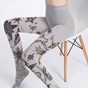 Medias de cosplay con estampado de dibujos animados Socksmate, leggings de moda <span class=keywords><strong>para</strong></span> niñas con diseño de luna pintada, pantimedias grises con estrellas vintage, medias de seda de talla grande. - Product Image 4