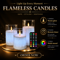 Velas LED Recargables por USB con Control Remoto, Efecto de Llama Realista, Temporizador, Cambio de Color, Luz Ambiental Decorativa para la Noche