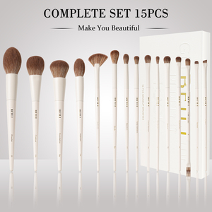 Ensemble <span class=keywords><strong>de</strong></span> pinceaux <span class=keywords><strong>de</strong></span> maquillage professionnels en poils synthétiques vegan avec manche en bois, luxe, 15 pièces, pour le visage, les fards à joues, les fards à paupières, emballage en PU, idéal pour les voyages - Product Image 2