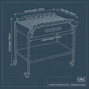 Barbecue à charbon de bois portable en acier inoxydable avec roues, système de chaîne automatique intégré pour Foukou, idéal pour la Grèce - Product Image 2