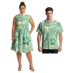 Vêtements pour amoureux à prix bas, chemise polynésienne pour <span class=keywords><strong>homme</strong></span>, robe tribale pour femme grande taille, imprimé floral des îles hawaïennes, ensemble pour couple - Product Image 5
